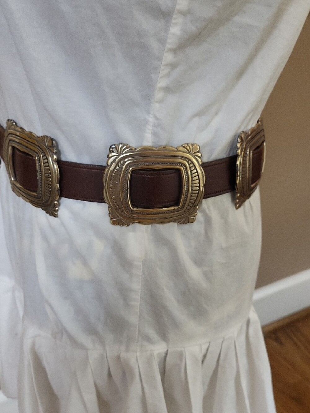 AUTHENTIC Vtg. Lady Nadim Leather Western Concho Belt, Small - Picture 4 of 12